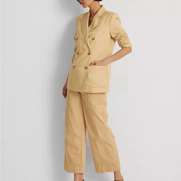 Lauren Ralph Lauren Women's Yellow Cream Double-Breasted Blazer - Picture 4 of 13